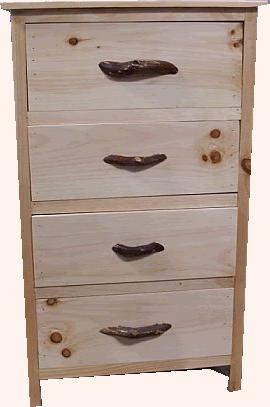 Chest of drawers decorated with twigs a pulls